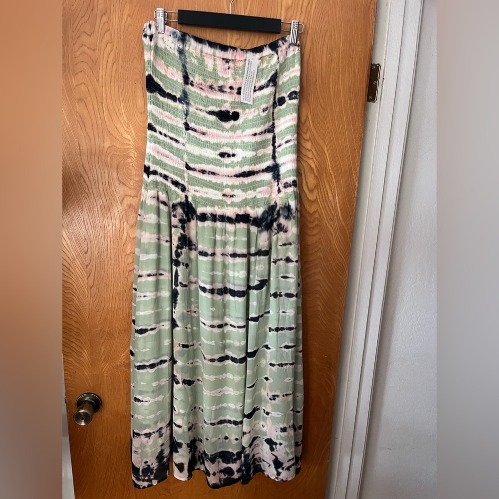 Young Fabulous & Broke Green and Blue Smocked A-Line Maxi Dress L